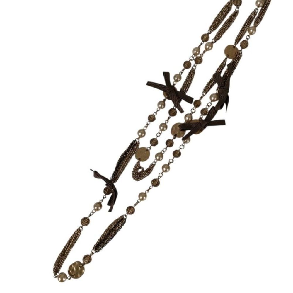 LANVIN Ribbon Faux Pearl Necklace